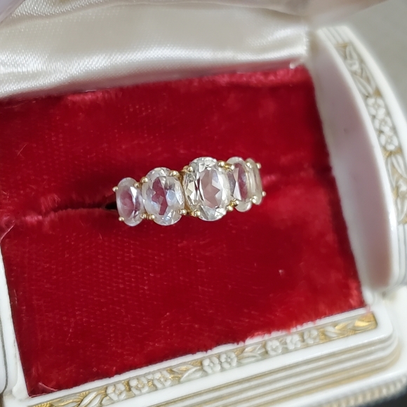 10k white topaz ring size 8. Resizeable by a jeweler. Stamped 10k. Great stones - Picture 2 of 8